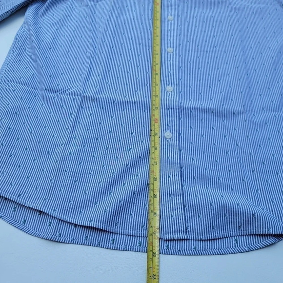 MICHAEL KORS Mens Classic Fit Long Sleeve Gray Striped Cotton Shirt XL - Picture 4 of 10